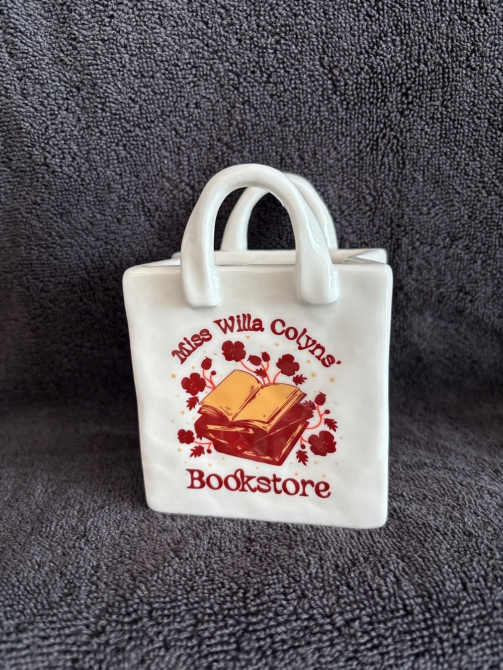 Miss Willa Colyn’s Bookstore White Ceramic Tote Vase